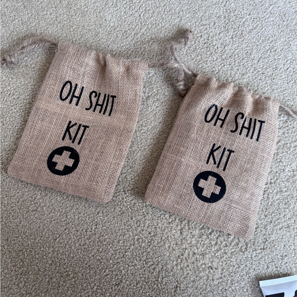 Tan Burlap 'Oh Shit Kit' Bags